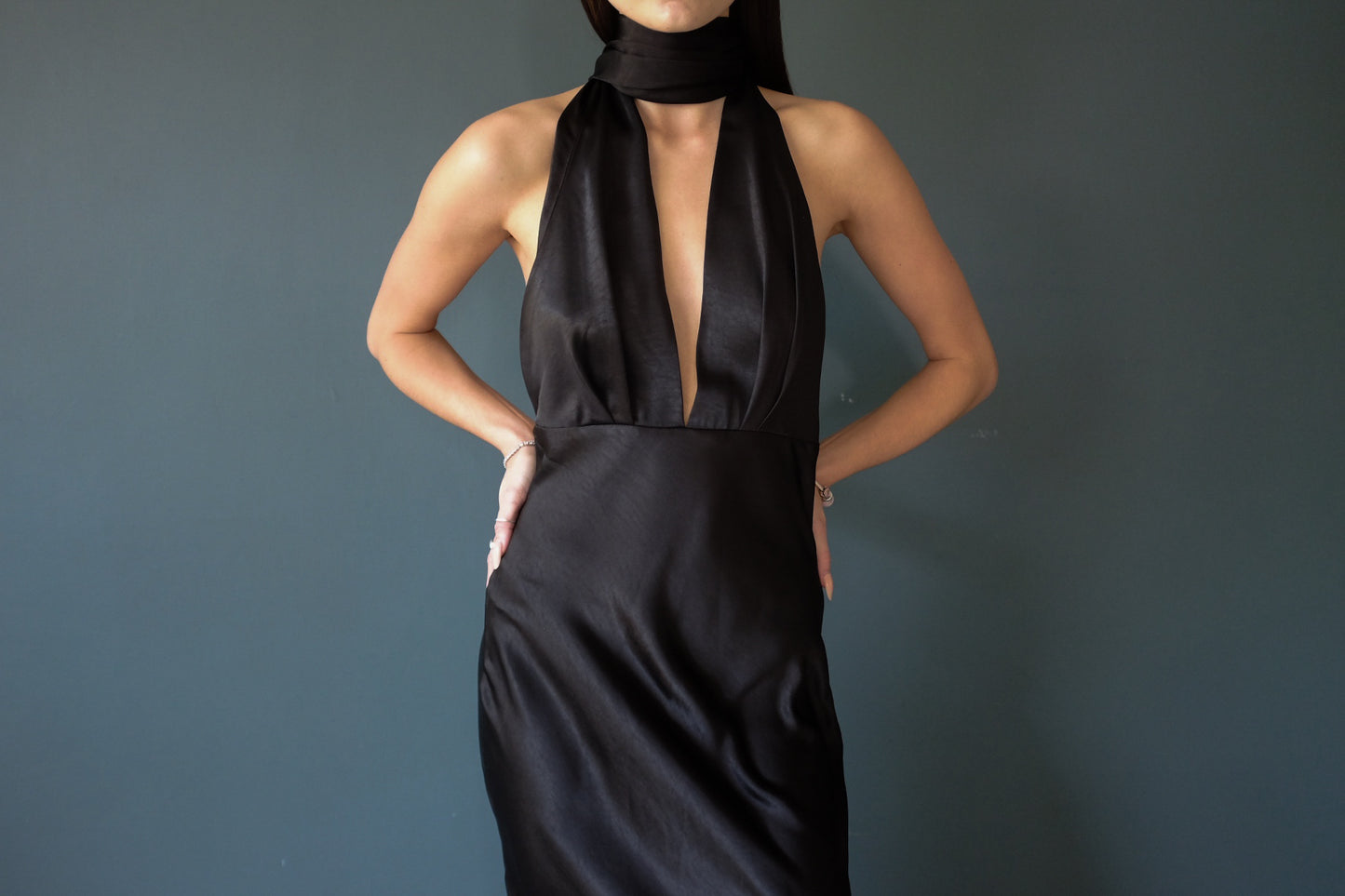 Halter Backless Dress in Black