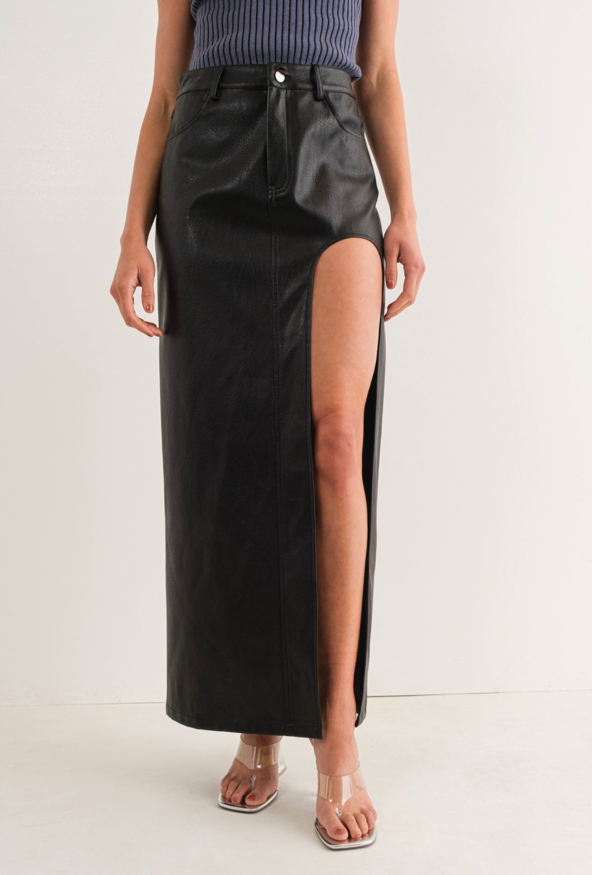 Faux Leather Skirt in Black