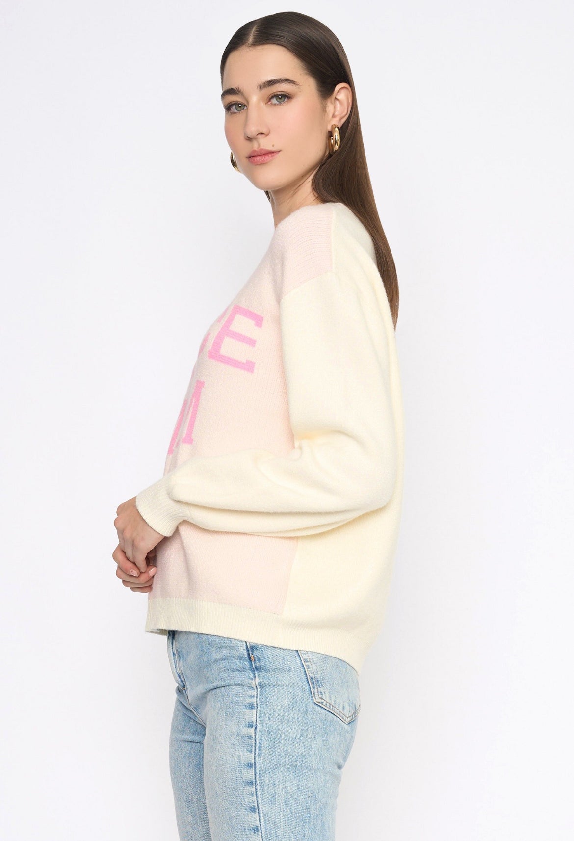 Dance Mom Sweater in Cream/Pink