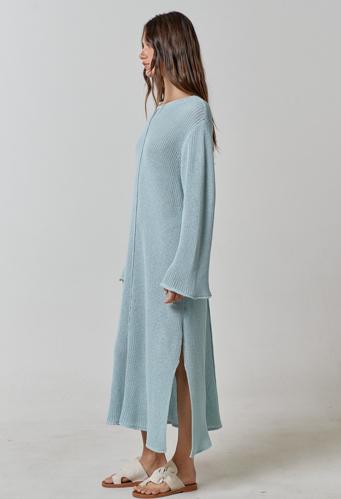 Flowy Knit Dress in Light Blue