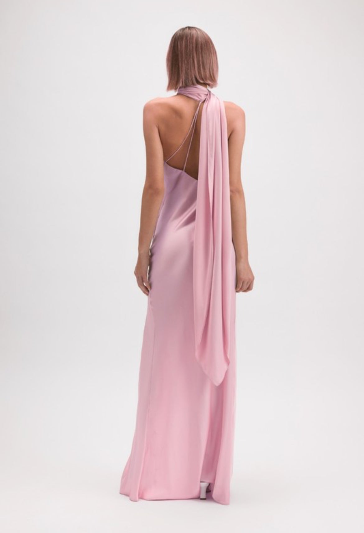 Asymmetric Scarf Dress in Pink