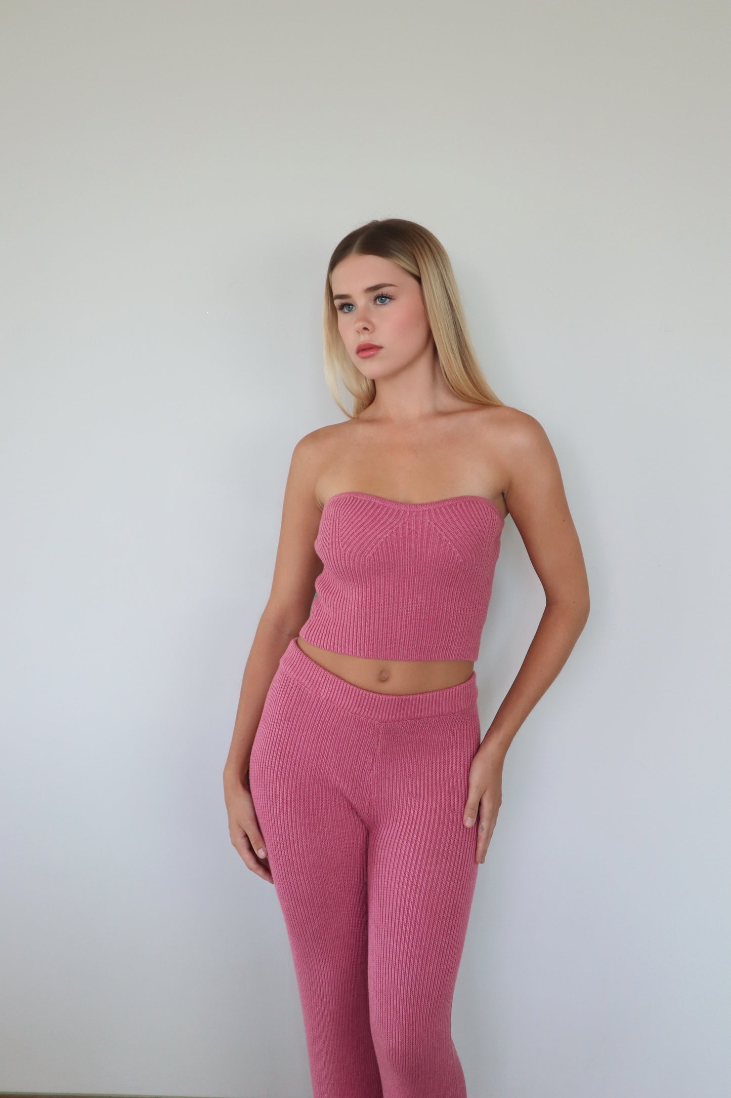 Knit Top and Pants Set in Pink