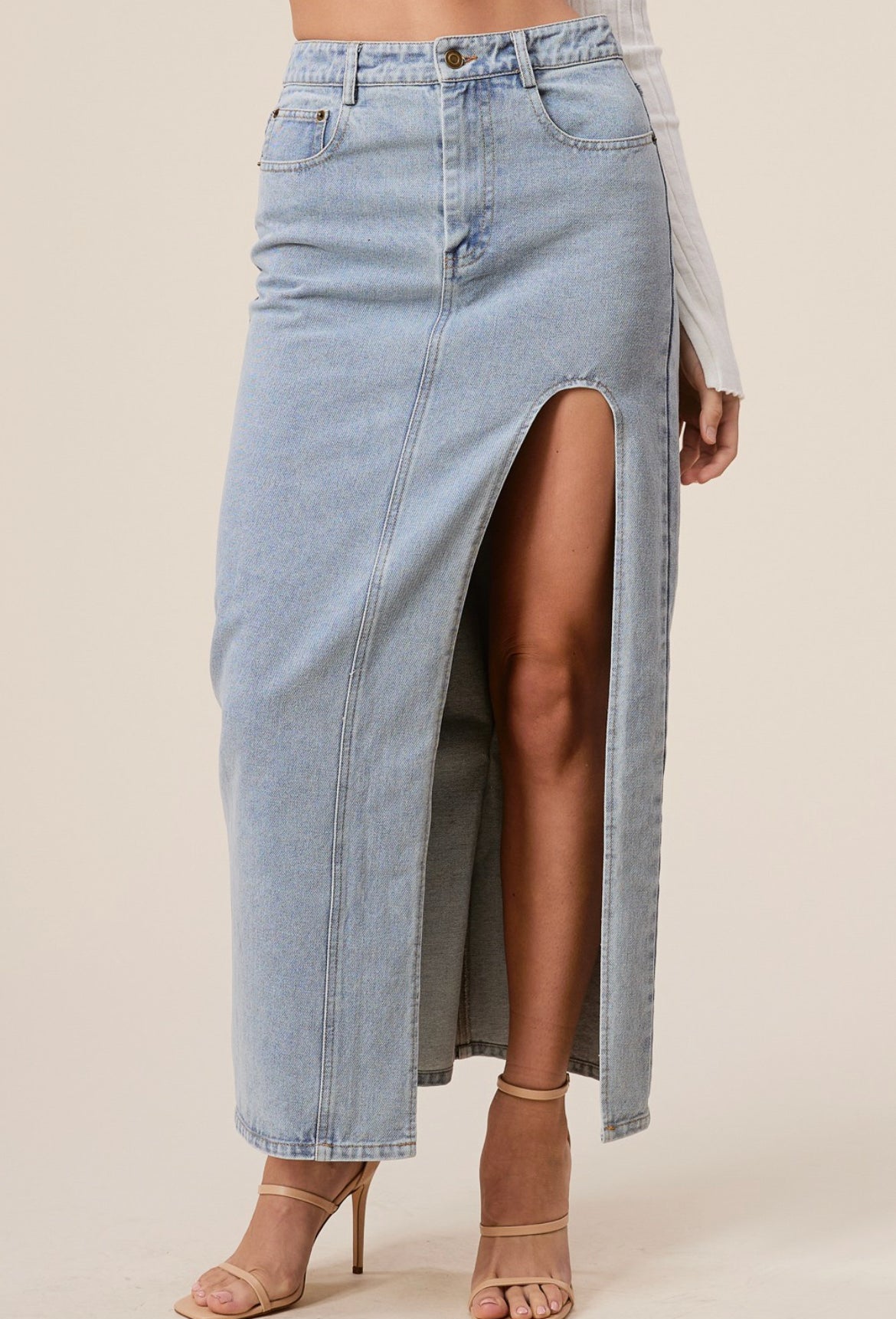 Open Side Denim Skirt