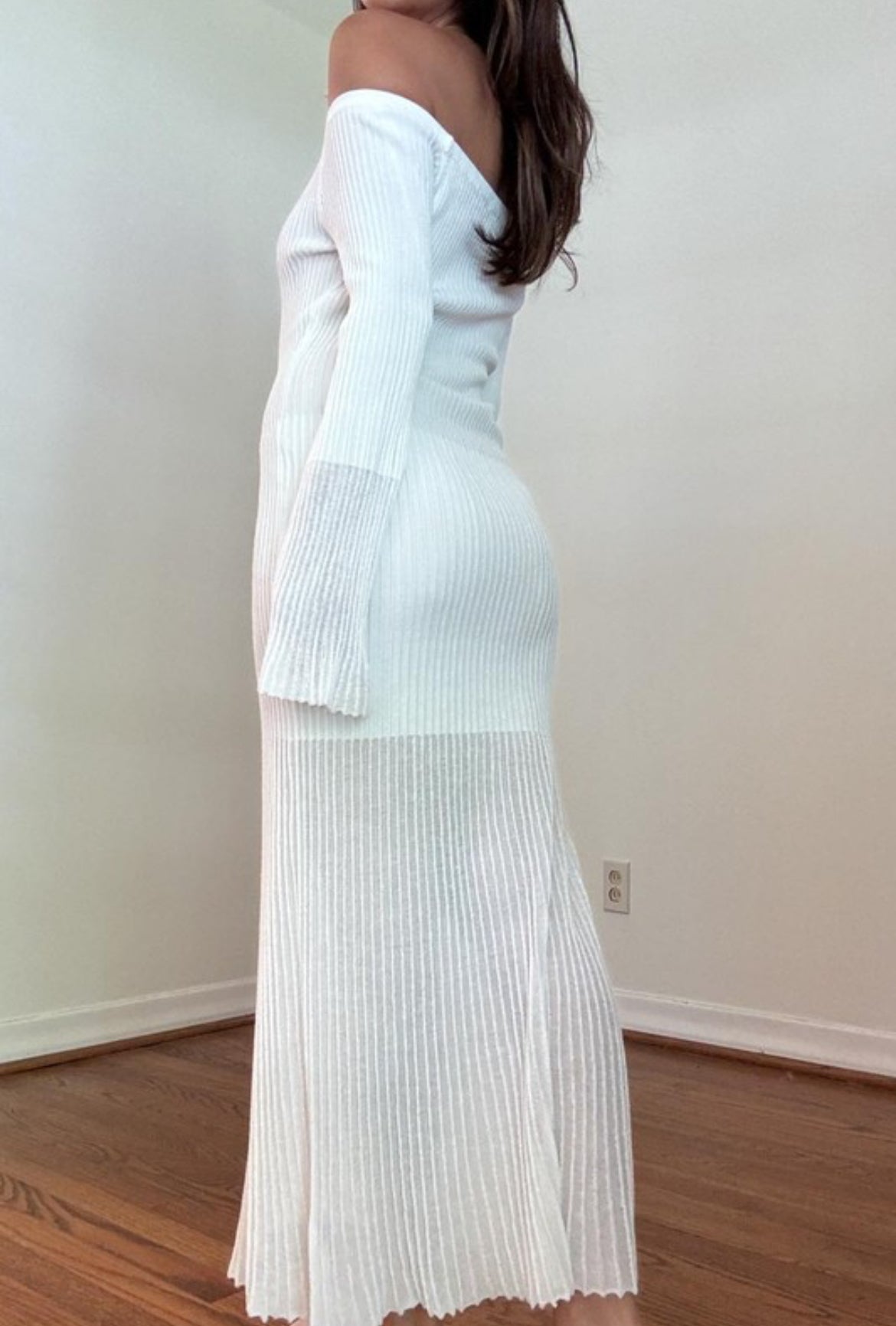 Strapless Knit Dress in White