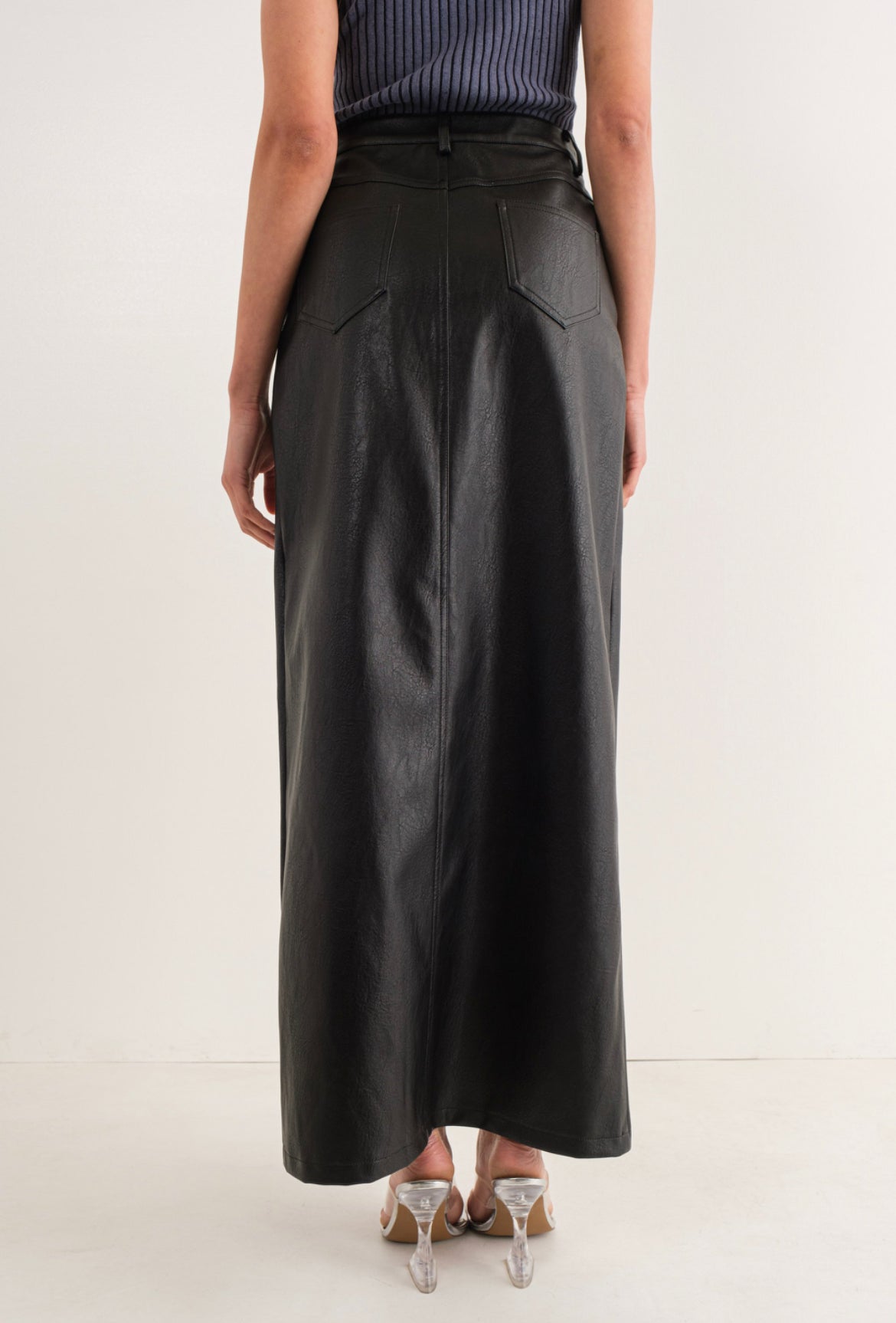 Faux Leather Skirt in Black