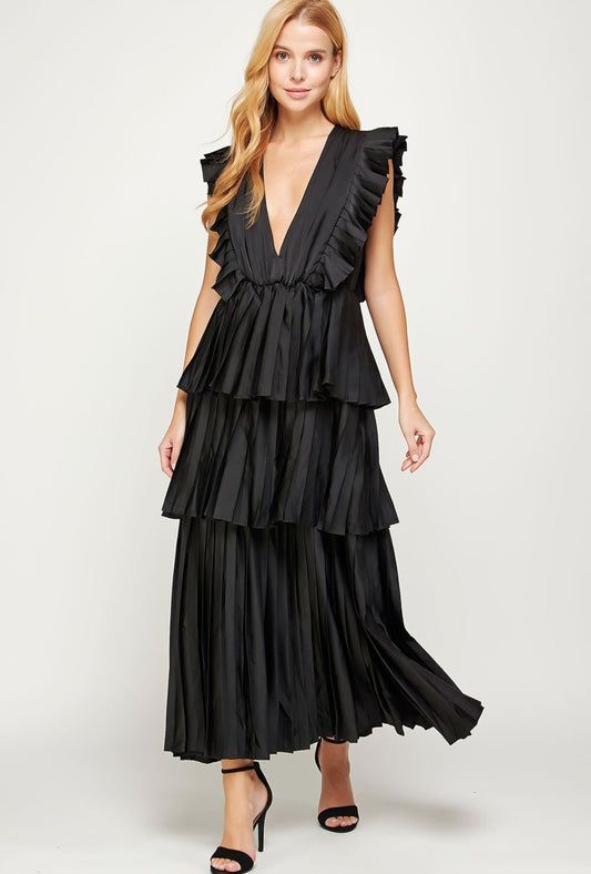 Pleated Dress in Black