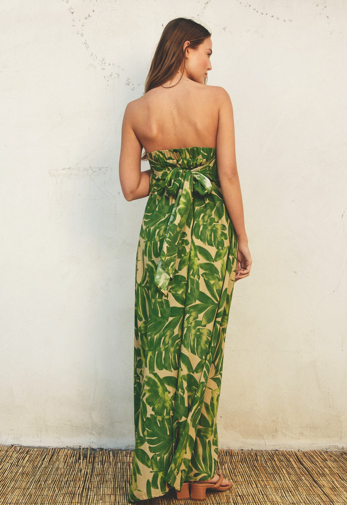 Strapless Maxi Dress Summer Print