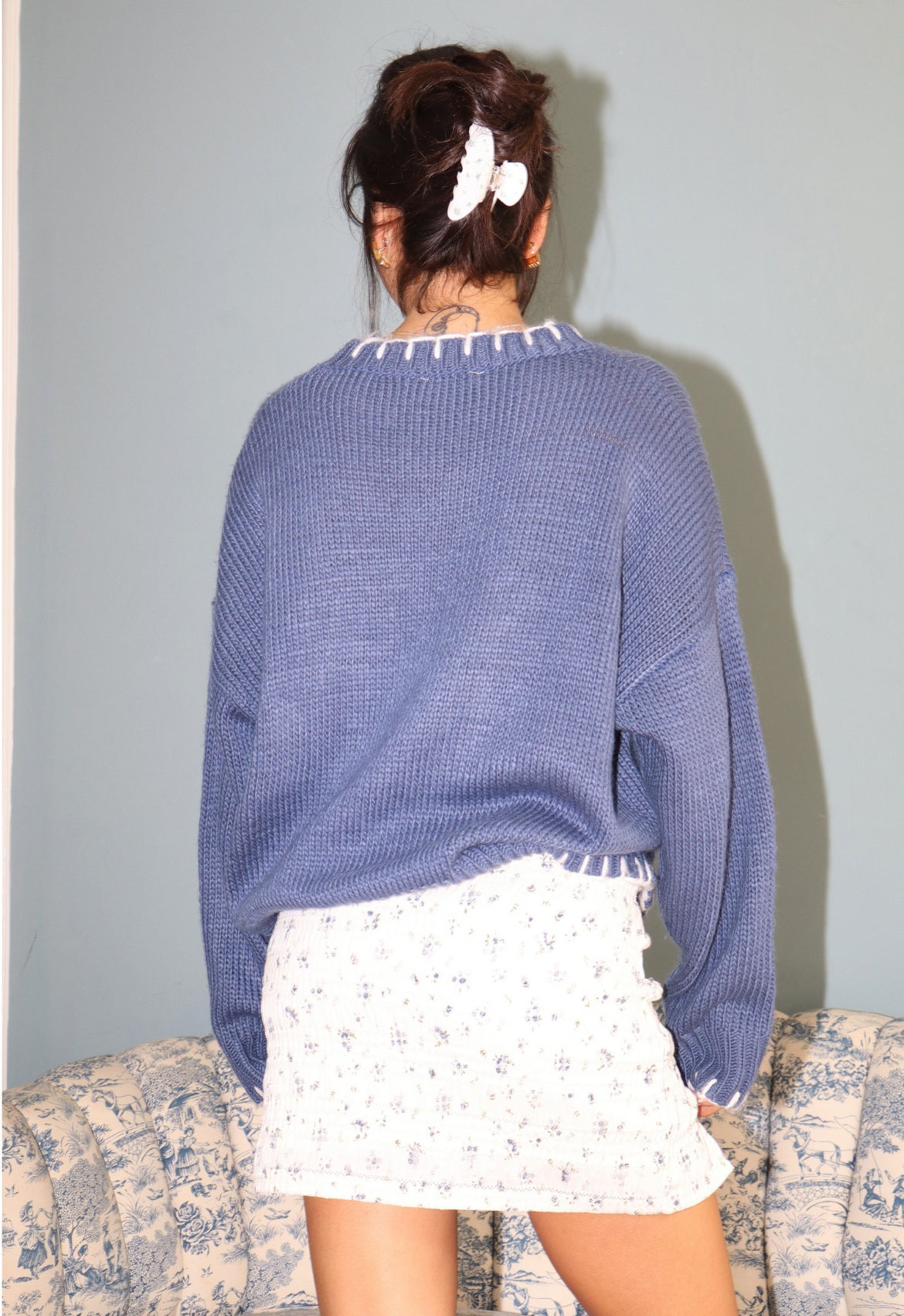 Ribbon Sweater in Blue