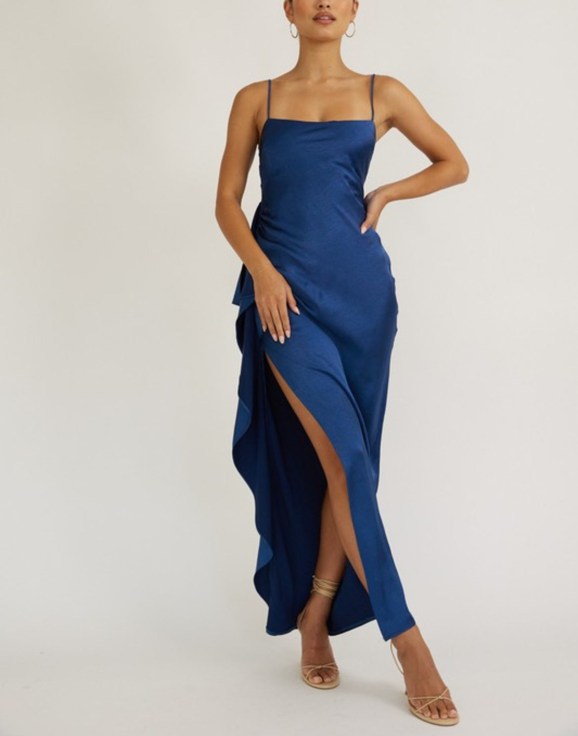 Side Slit Midi Dress in Blue