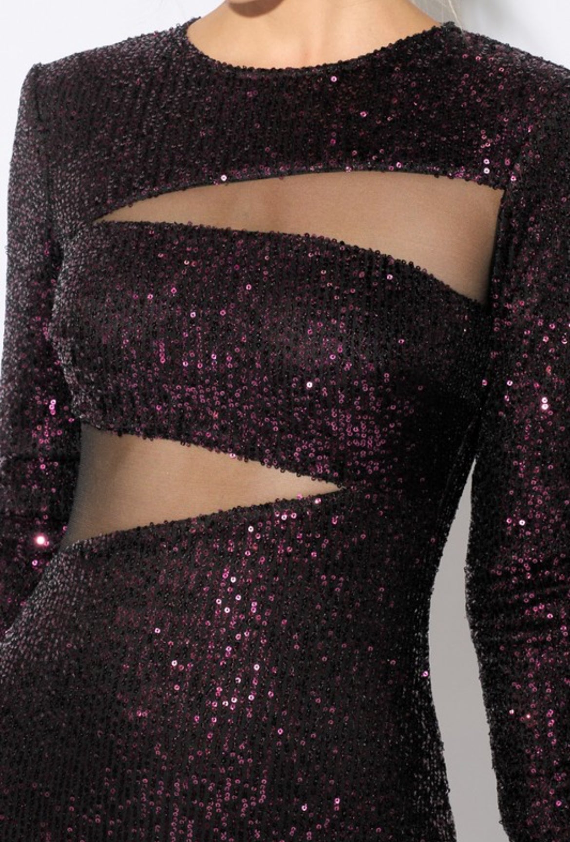 Cut Out long Sleeve Sequin Mini Dress