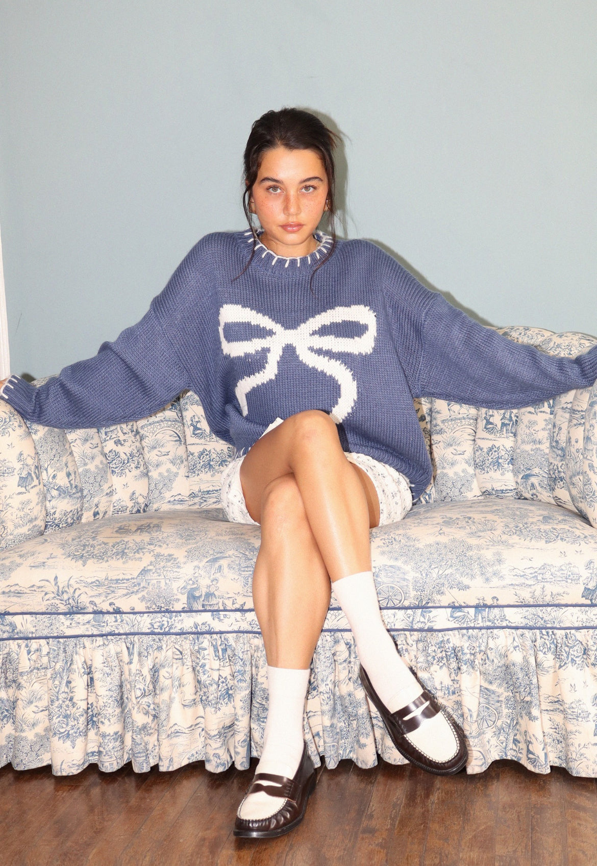 Ribbon Sweater in Blue