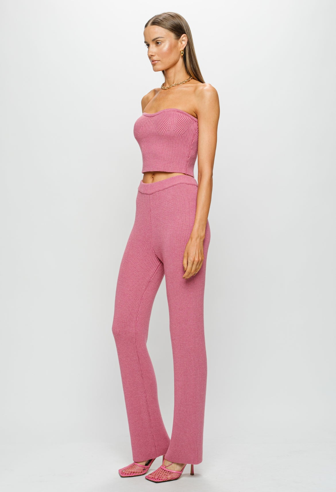 Knit Top and Pants Set in Pink