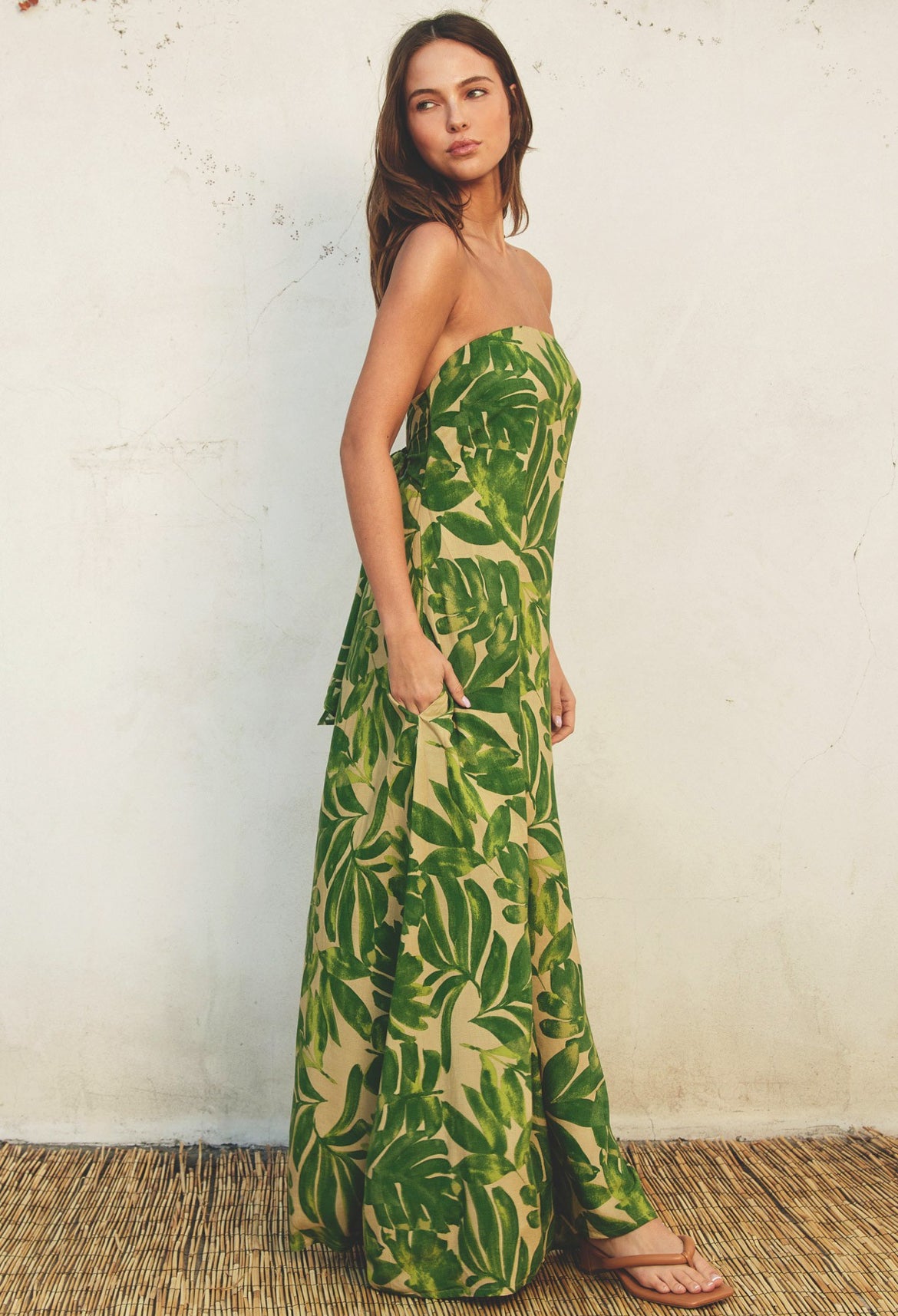 Strapless Maxi Dress Summer Print