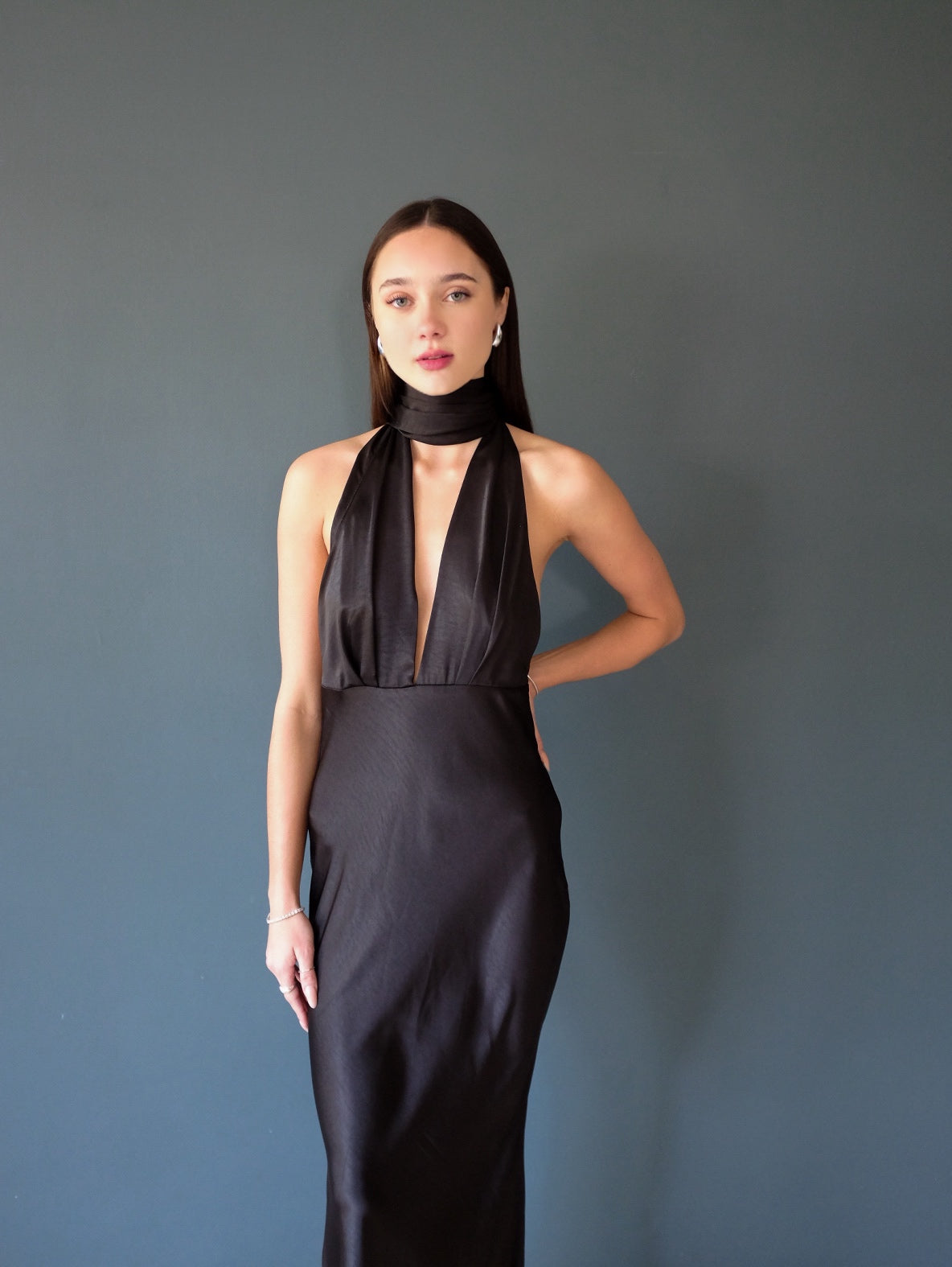 Halter Backless Dress in Black