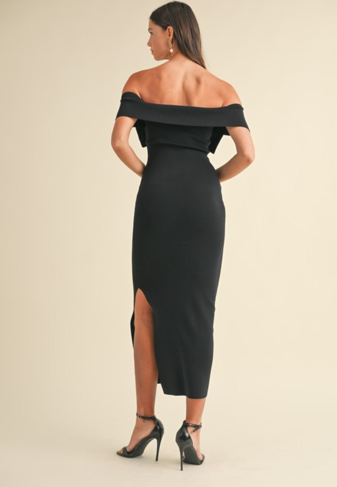 Front Bow Off Shoulder Dress in Black