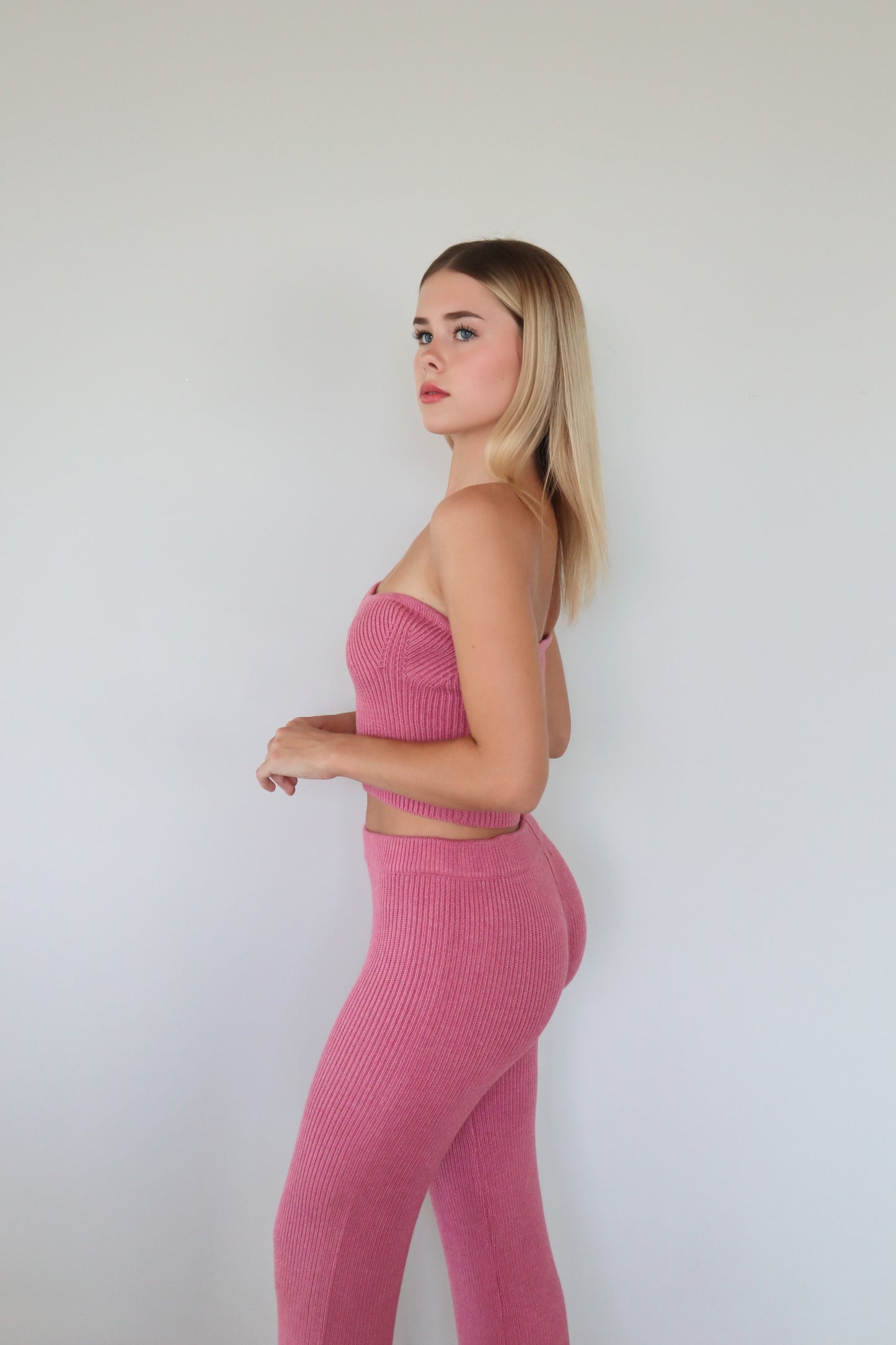 Knit Top and Pants Set in Pink