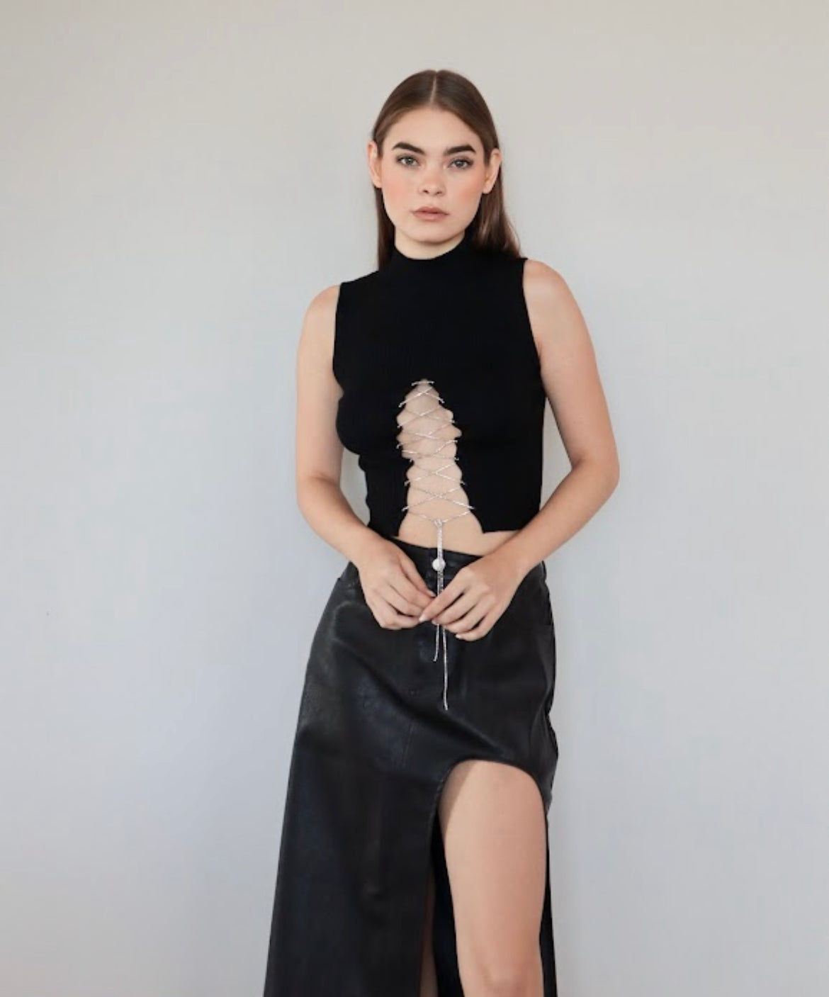 Faux Leather Skirt in Black