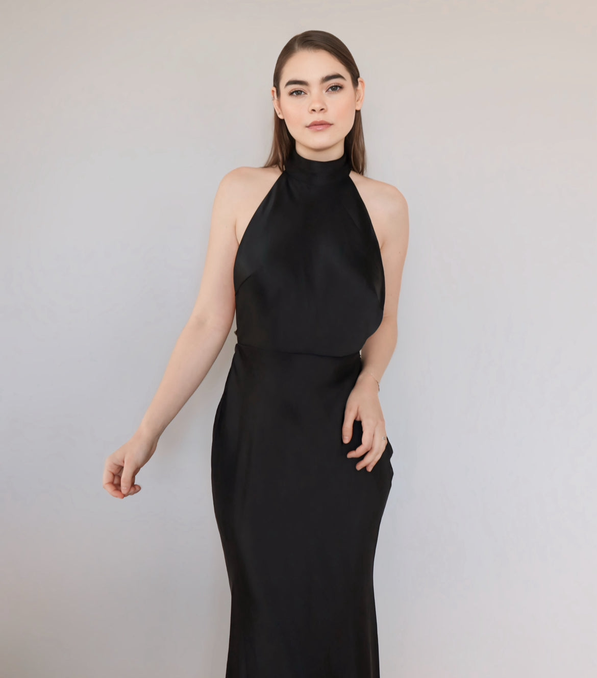 Pearl Backless Dress in Black