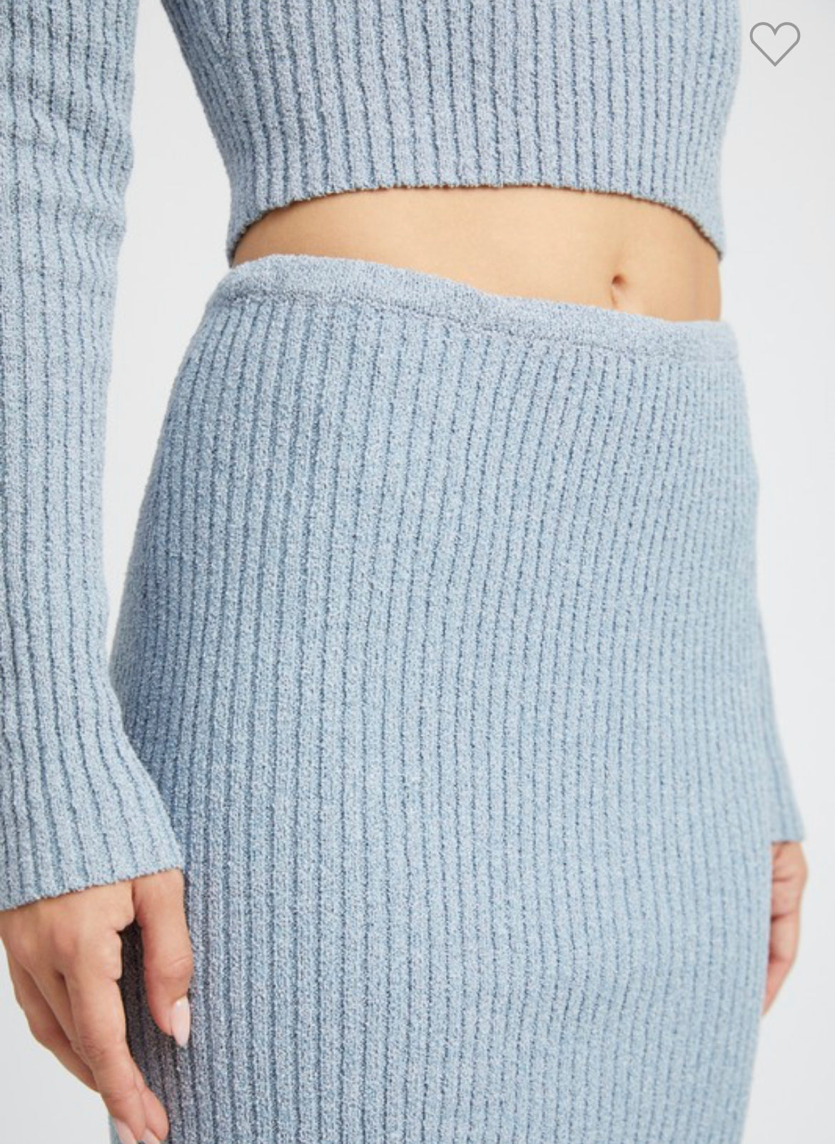 Off Shoulder Knit Set in Light Blue