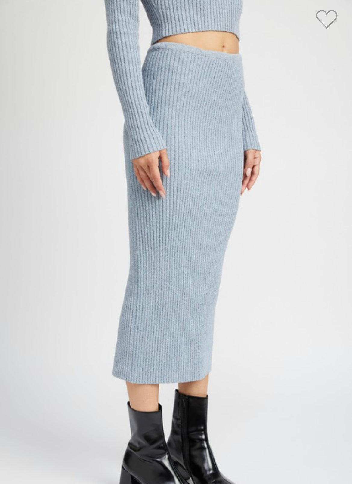 Off Shoulder Knit Set in Light Blue