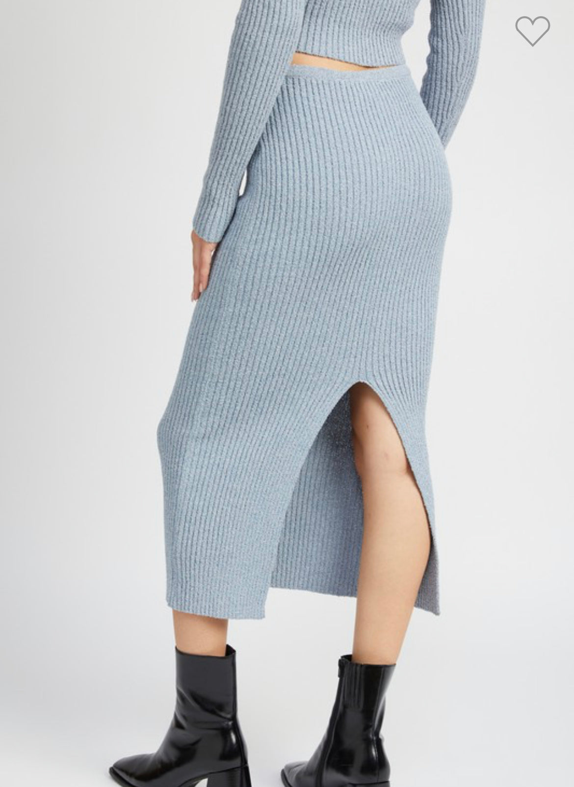 Off Shoulder Knit Set in Light Blue