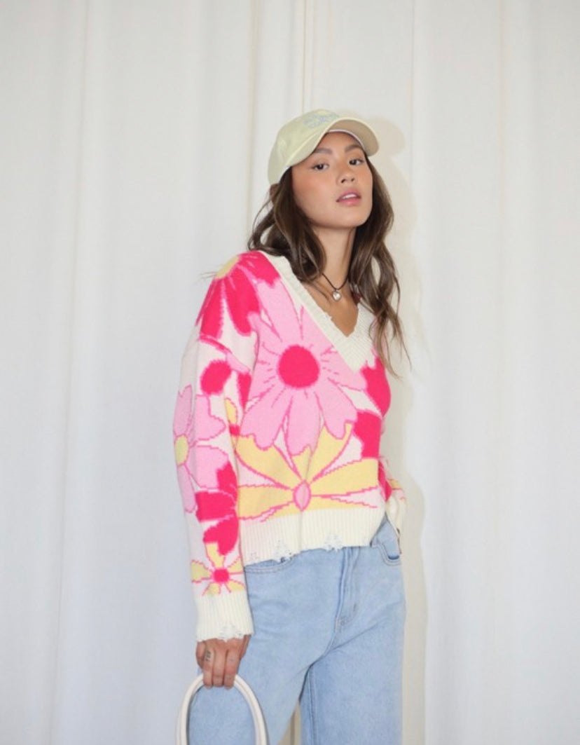 Flower Sweater in Pink