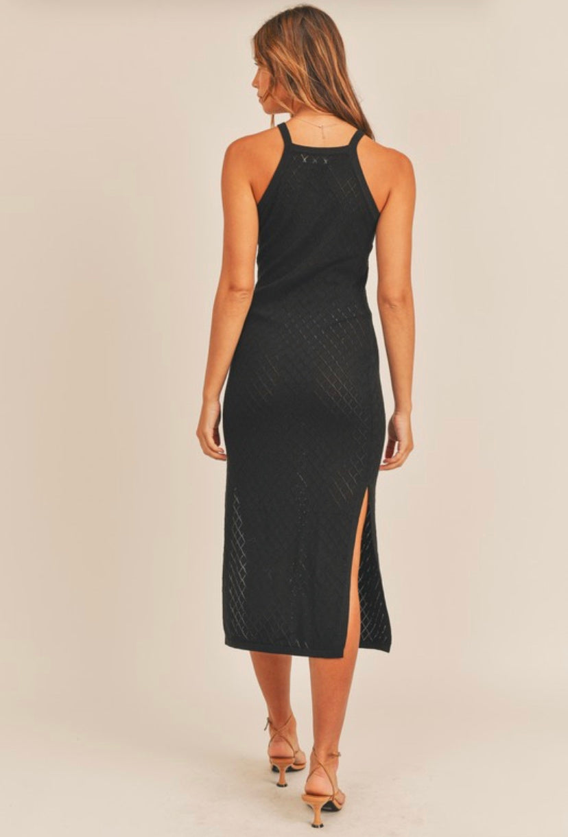 Halter Knit Dress in Black