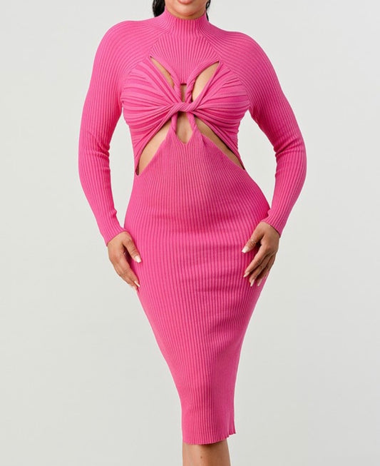 Pink Front Cut Out Dress