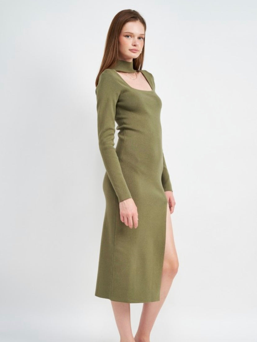 Mock Neck Knit Dress