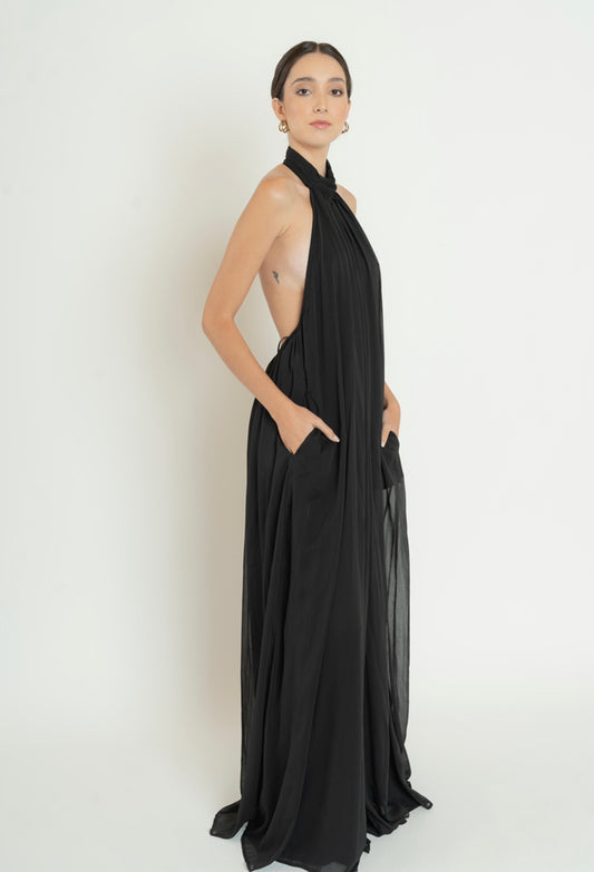 Backless Jumpsuit in Black