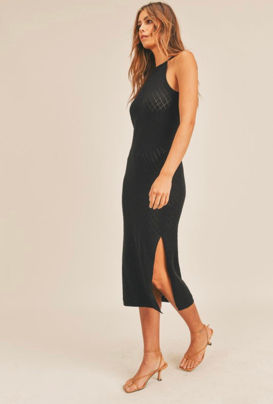 Halter Knit Dress in Black