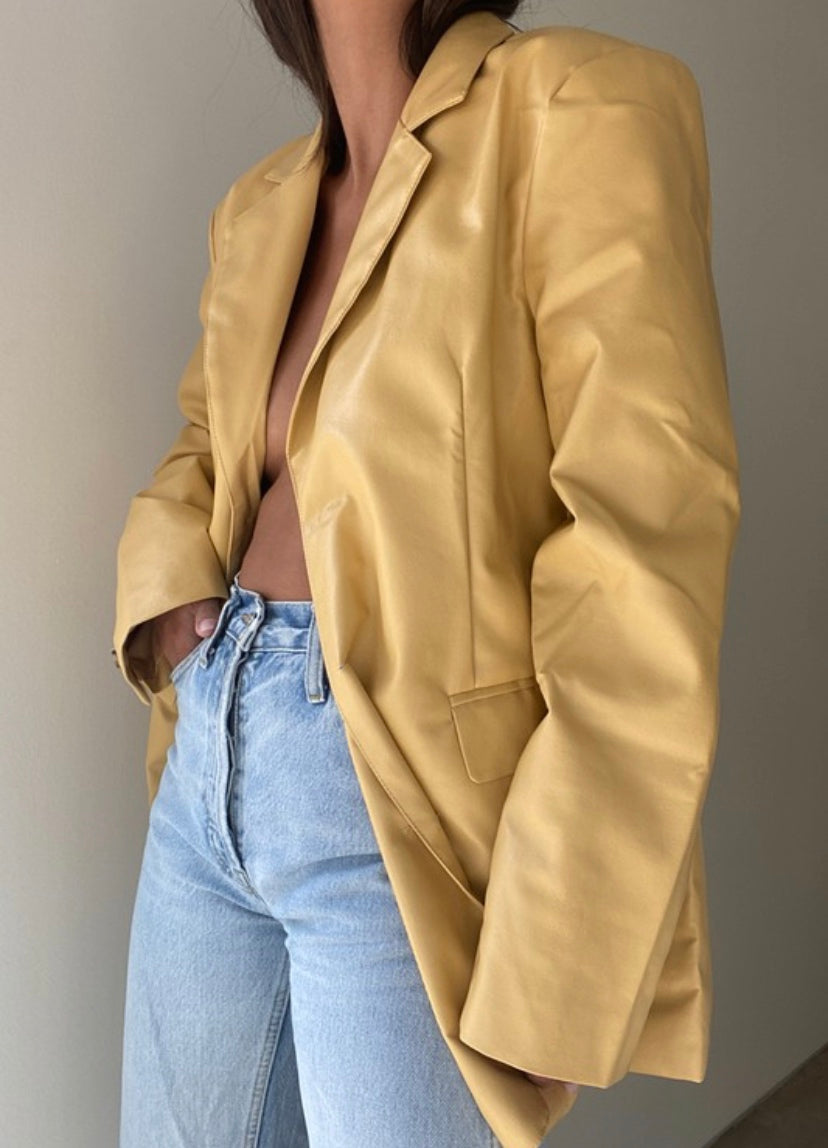 Boyfriend Vegan Leather Blazer