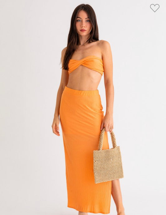 Top and long Skirt Set in Orange