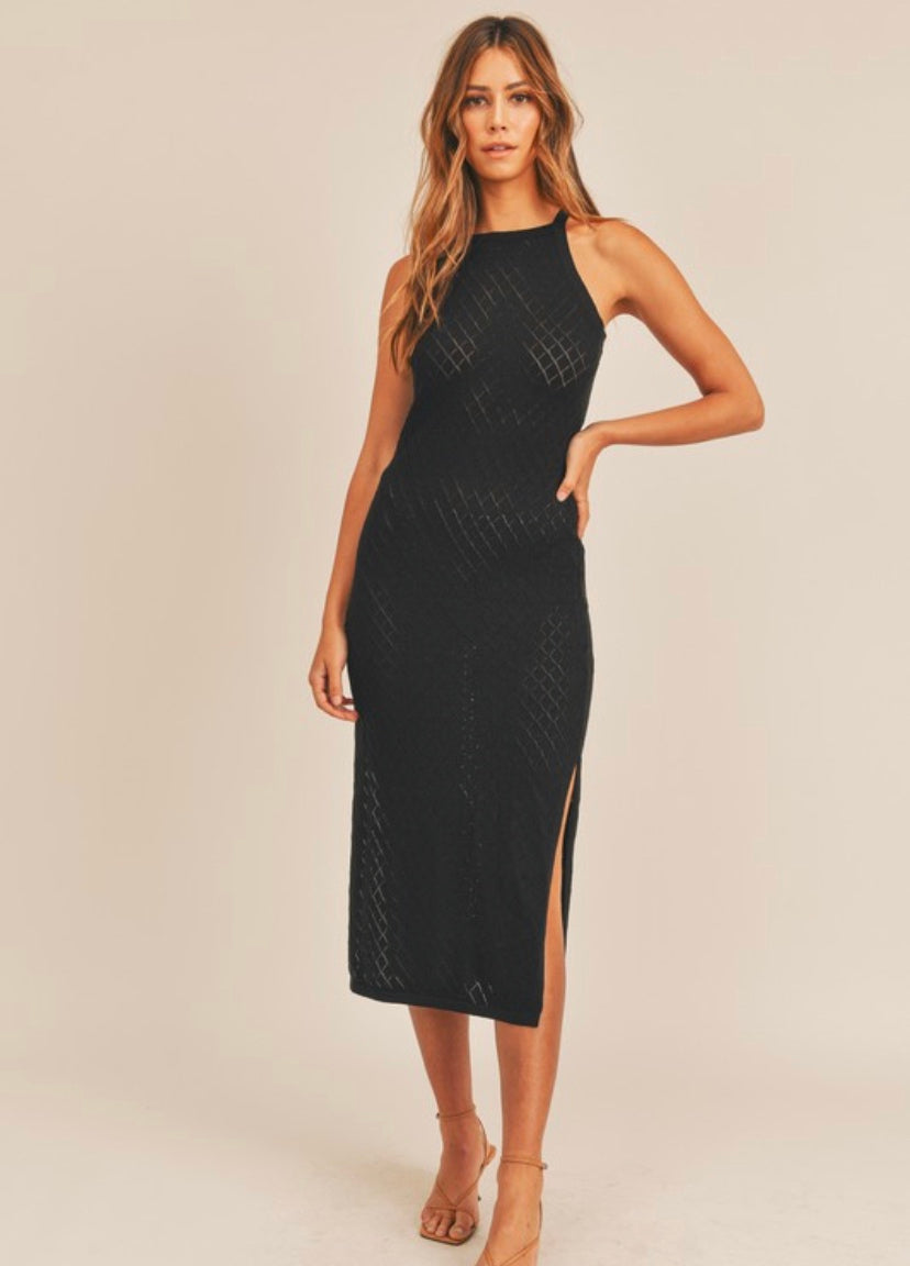 Halter Knit Dress in Black